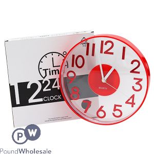 Happy Time 12 24 Wall Clock Red Box