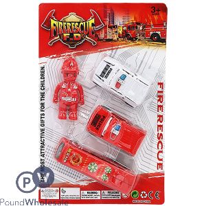 Fire Rescue Police Cars, Bus & Fireman Play Set