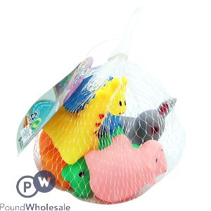 Rubber Squeaky Animals Assorted 6pc Netted