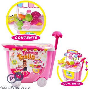 Kitchen & Tableware Set In Trolley 28pc Contents