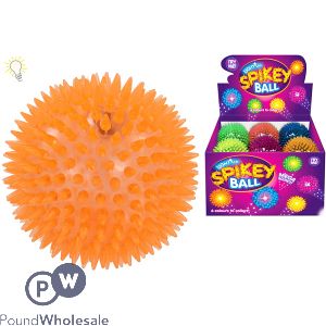Light Up Spiky Bounce Ball 10cm Cdu Assorted Colours