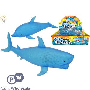 Light-up Squishy Dolphin & Shark Toy 22cm Cdu Assorted