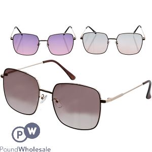 Ladies Square Metal Frame Sunglasses Assorted Colours