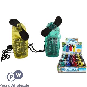 Neck Strap Battery Operated Mini Fan CDU Assorted Colours