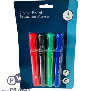 Double Ended Permanent Markers Assorted Colours 4 Pk