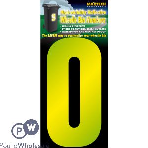 Adhesive Hi Vis Luminous Yellow  Wheelie Bin Number 0