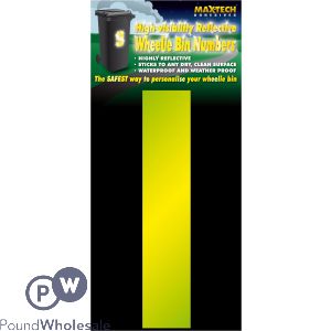 Adhesive Hi Vis Luminous Yellow Wheelie Bin Number 1