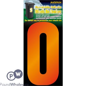 ADHESIVE Hi VIS LUMINOUS ORANGE WHEELIE BIN NUMBER 0
