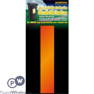 Adhesive Hi Vis Luminous Orange Wheelie Bin Number 1