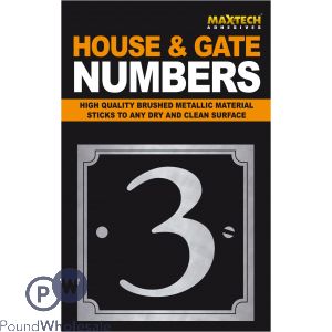 Adhesive House And Gate Number Black With Silver Number 3