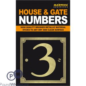 Adhesive House And Gate Number Black With Gold Number 3