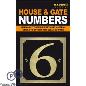 Adhesive House And Gate Number Black With Gold Number 6