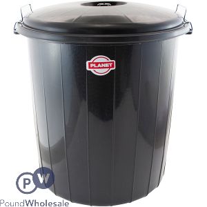 Planet No 4 Black Locked Dustbin 70l