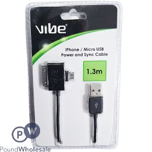 2-In-1 Black Universal Usb Charge And Sync Data Cable