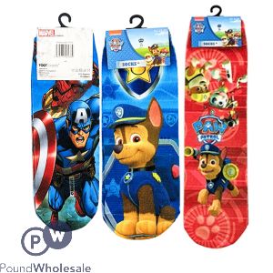 Branded Marvel & Paw Patrol Socks Assorted