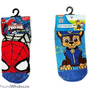 PAW PATROL &amp; MARVEL UK 6-8 BOYS TRAINER LINER SOCKS ASSORTED