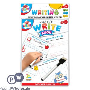 KIDS CREATE EDUCATIONAL A5 20 WRITE WIPE CLEAN SHEETS WITH PEN