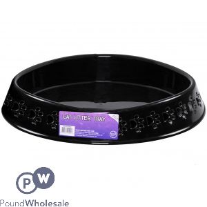 World Of Pets Black Oval Paw Design Cat Litter Tray