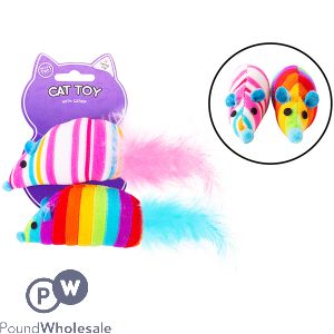 WORLD OF PETS CATNIP RAINBOW MOUSE CAT TOY ASSORTED COLOURS