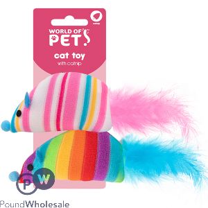 World Of Pets Catnip Rainbow Mouse Cat Toy Assorted Colours