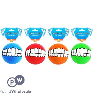 WORLD OF PETS VINYL SQUEAKY SMILE BALL DOG TOY ASSORTED COLOURS