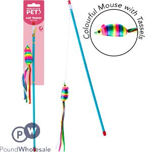 World Of Pets Colourful Mouse With Tassels Teaser Cat Toy