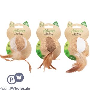 World Of Pets Natural Silver Vine & Hessian Ball Cat Toy 6cm Assorted Colours