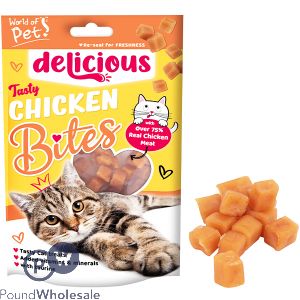 WORLD OF PETS TASTY CHICKEN BITES CAT TREATS 80G