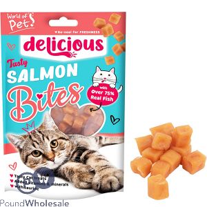 WORLD OF PETS TASTY SALMON BITES CAT TREATS 80G