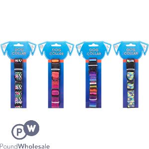WORLD OF PETS PATTERNED DOG COLLAR ASSORTED COLOURS 30CM-50CM