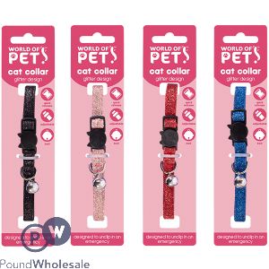 World Of Pets Glitter Car Collar 20cm-30cm Assorted Colours