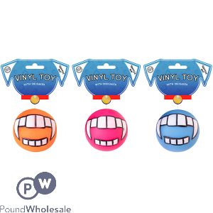 World Of Pets Vinyl Squeaky Teeth Dog Ball Toy Assorted Colours