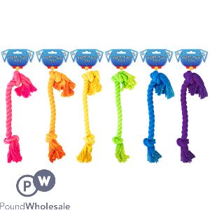 World Of Pets Double Knot Rope Tug Dog Toy 36cm Assorted Colours