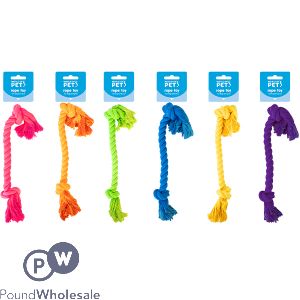 World Of Pets Double Knot Rope Tug Dog Toy 36cm Assorted Colours