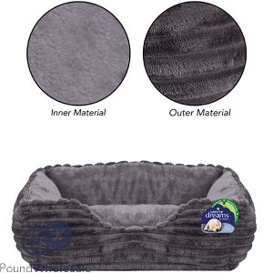 Sweet Dreams Ribbed Grey Pet Bed Small 46cm X 36cm X 15cm