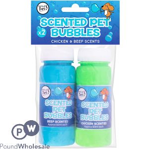 WORLD OF PETS CHICKEN &amp; BEEF SCENTED PET BUBBLES 60ML 2 PACK