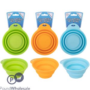 WORLD OF PETS COLLAPSIBLE PET BOWL ASSORTED COLOURS