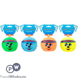 WORLD OF PETS VINYL SQUEAKY GOLF BALL DOG TOY 7CM ASSORTED COLOURS