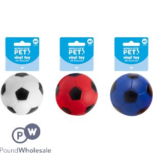 World Of Pets Vinyl Squeaky Football Dog Toy 7.5cm Assorted Colours