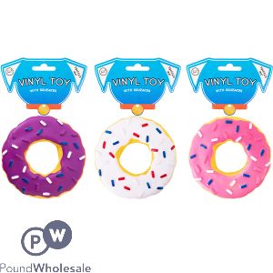 World Of Pets Vinyl Squeaky Donut Dog Toy Assorted Colours