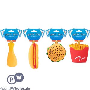 World Of Pets Vinyl Squeaky Takeaway Food Dog Toy Assorted