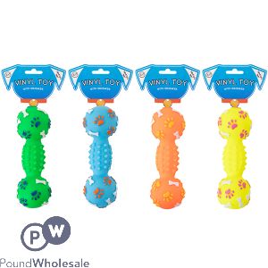World Of Pets Squeaky Vinyl Dumbbell Dog Toy 15cm Assorted Colours