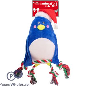 Smart Choice Christmas Squeaky Rope & Plush Penguin Dog Toy 43cm