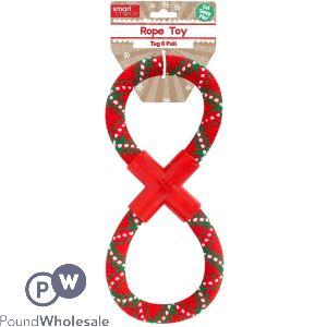 Smart Choice Christmas Figure Of 8 Rope Tug Dog Toy 25cm