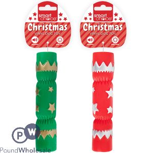 Smart Choice Christmas Squeaky Vinyl Cracker Dog Toy Assorted Colours
