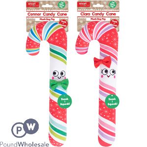 Smart Choice Squeaky Plush Candy Cane Dog Toy 35cm Assorted