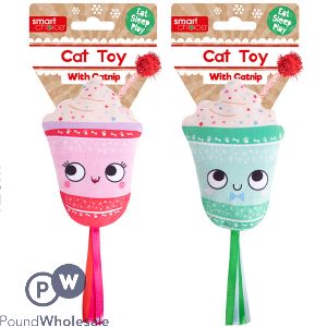 Smart Choice Crinkle Plush Catnip Christmas Hot Chocolate Cat Toy Assorted