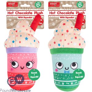 Smart Choice Squeaky Plush Christmas Hot Chocolate Dog Toy Assorted