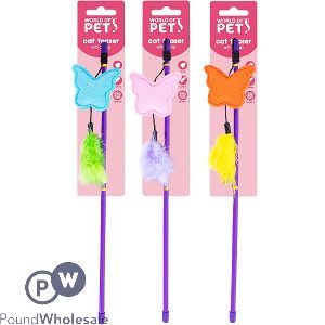 World Of Pets Catnip Butterfly Cat Teaser 40cm Assorted Colours