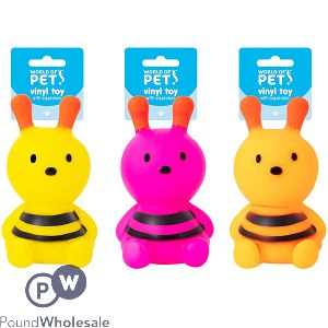 World Of Pets Squeaky Vinyl Bee Dog Toy Assorted Colours